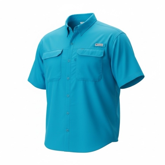 Columbia Other - COLUMBIA PFG Fishing Shirt Mens 4X Tall Blue Short Sleeve Button Up 26x34